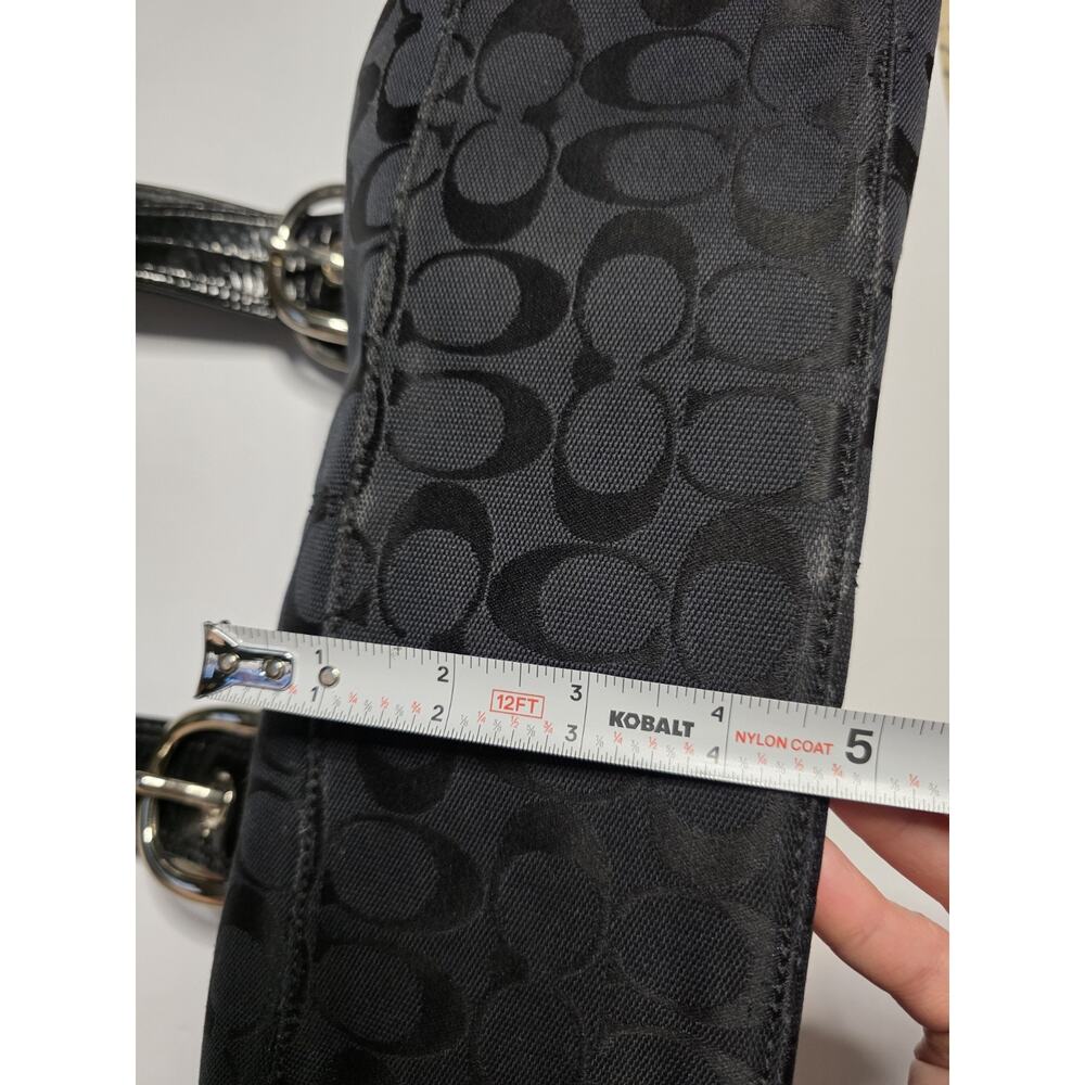 Coach Black Signature C Jacquard Patent Leather Shoulder Bag F13742 - Picture 13 of 16